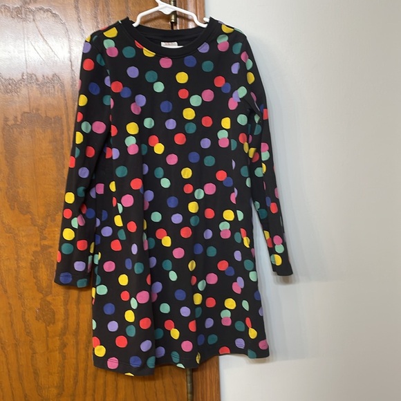 Hanna Andersson UEC Girls Size 8 Black Pink Polka Dot Skater Dress Celebration - Picture 3 of 11
